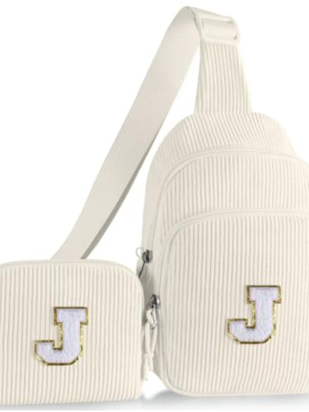 Girls Initial Sling Bag Fanny Pack Corduroy Crossbody Purse Birthday Gift